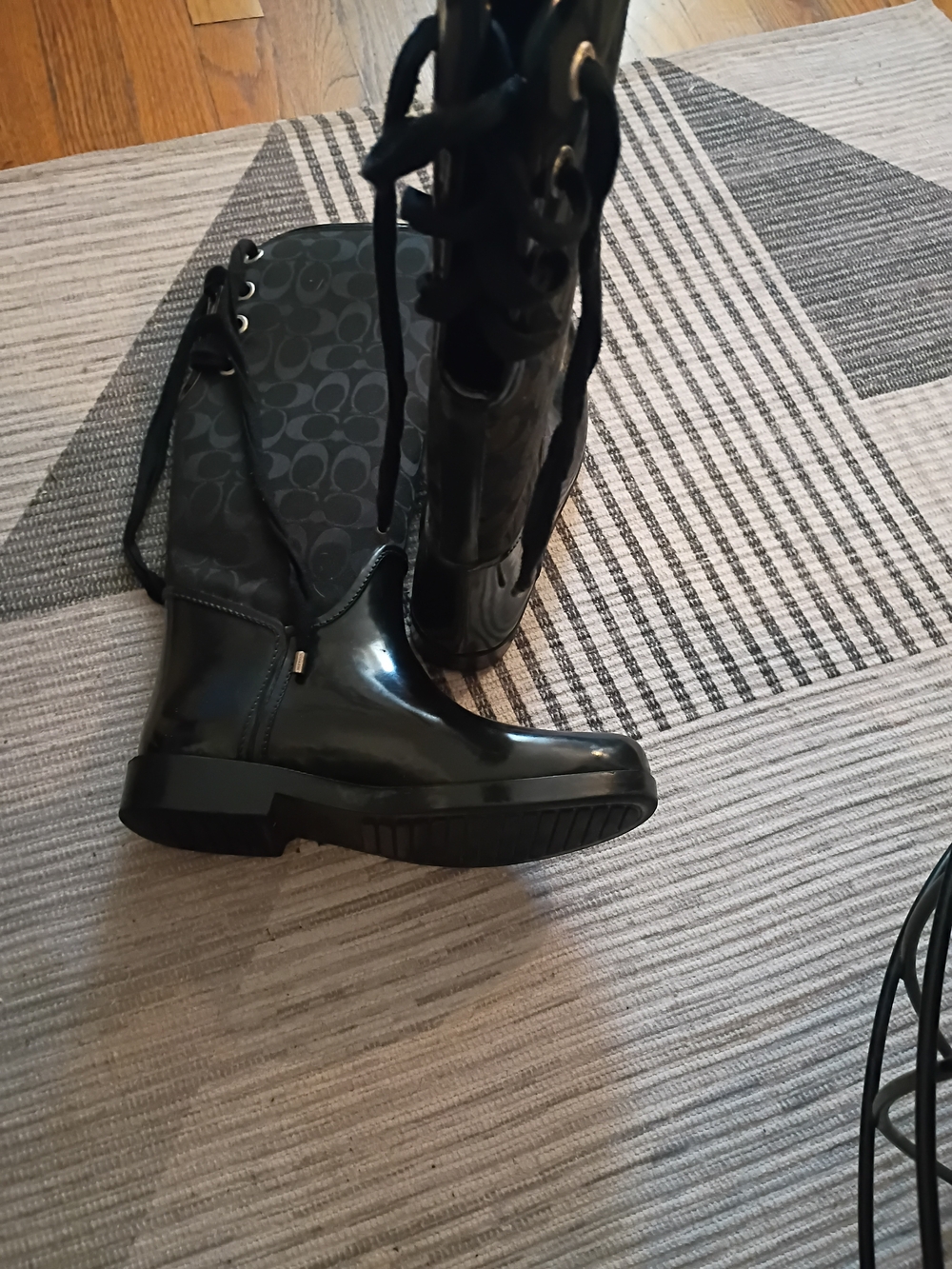 Coach Women's Black Logo Rain Boot Size 9B
